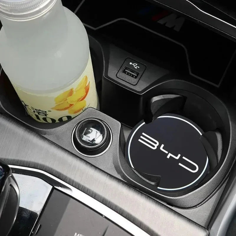BYD Cup Holder Leather Coaster Mats (2-Piece Set)