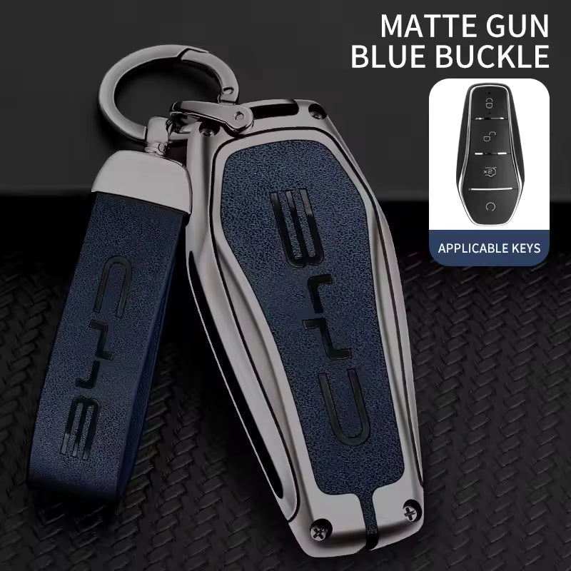 BYD Zinc Alloy Key Case Cover with Microfibre Skin