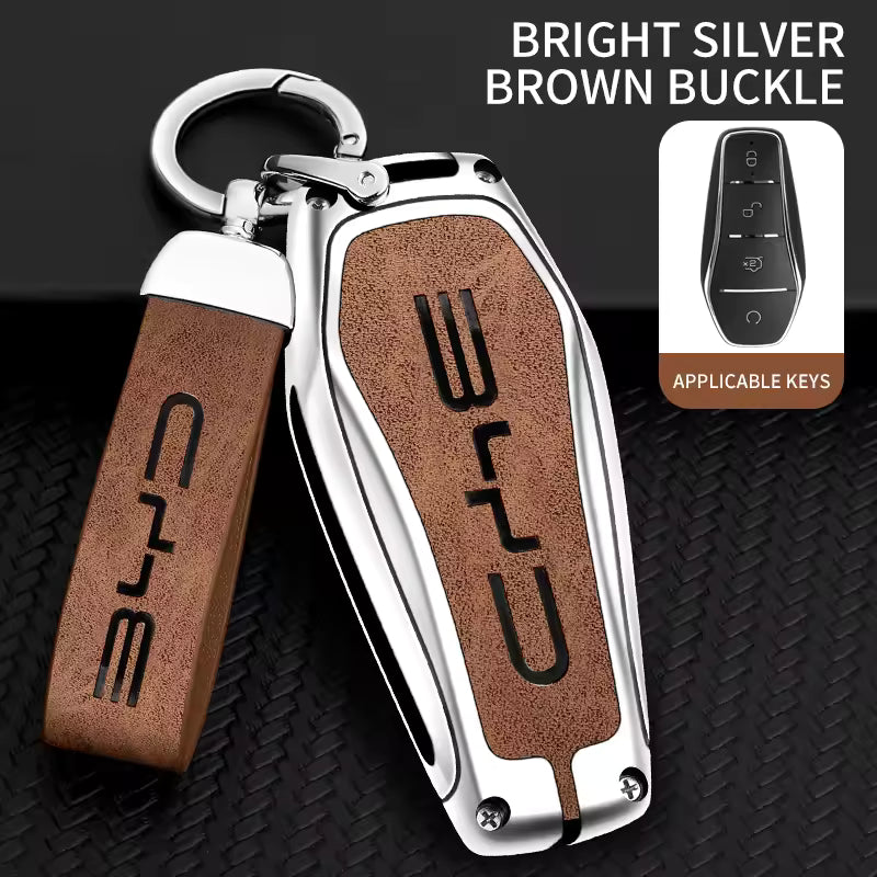 BYD Zinc Alloy Key Case Cover with Microfibre Skin