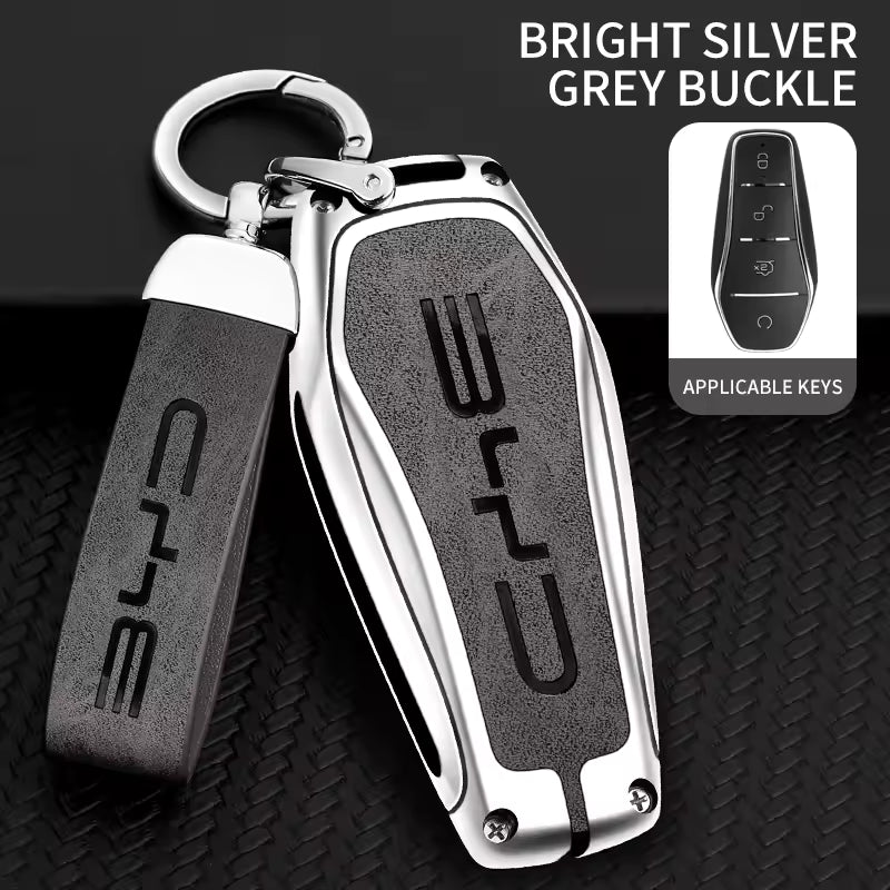 BYD Zinc Alloy Key Case Cover with Microfibre Skin