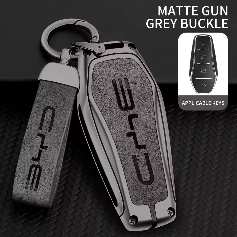 BYD Zinc Alloy Key Case Cover with Microfibre Skin