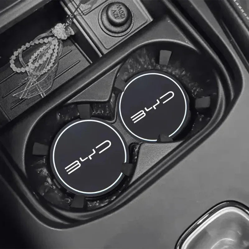 BYD Cup Holder Leather Coaster Mats (2-Piece Set)